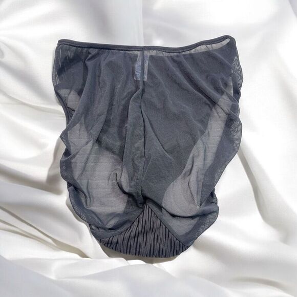 Vtg Hi-Cut Olga Bikini Panties Shiny Nylon Stretch Sheer Gray Large Smooth - Picture 4 of 4
